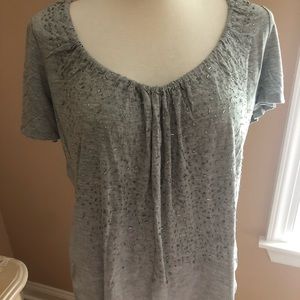 Talbots Grey Beaded Top
